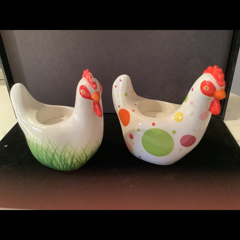 Partylite set of 2 ceramic chickens